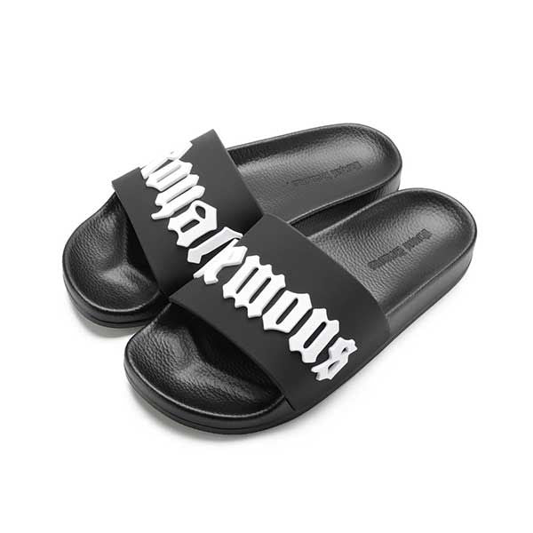 Raised Standard Logo Pool Slides - Black